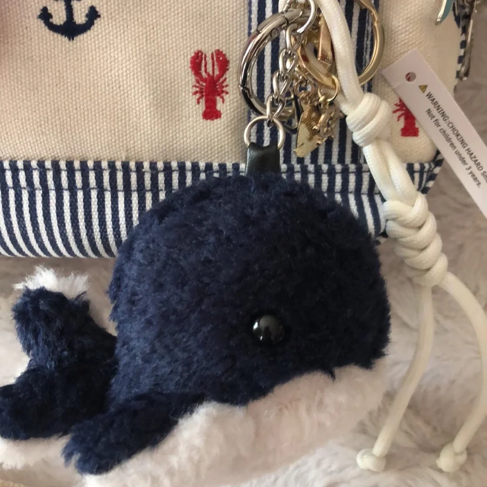 Nautical Anchor Print Cream Canvas Crossbody Bag Mini Tote with Red Scarf - Picture 4 of 14